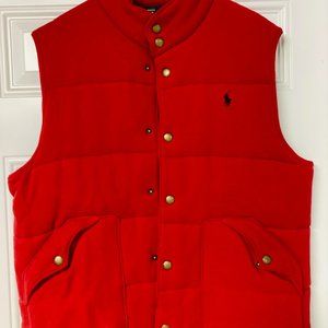 Ralph Lauren Polo, Blue Label,RED, Button Front,Quilted,Plaid Lining-Lg